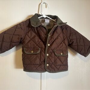 Gymboree Brown Quilted Jacket with Green Trim